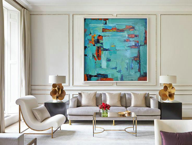 Large Abstract Painting On Canvas,Oversized Contemporary Art,Large Contemporary Art Canvas Painting,Green,Blue,Red.etc